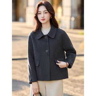 MONLOUVE红色双面呢外套女2025秋冬新款高级感小个子气质短款上衣