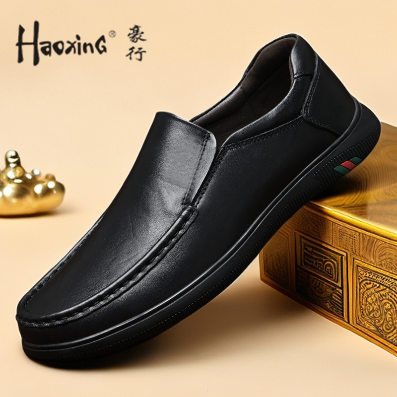 豪行男鞋2026新款春季透气真皮豆豆鞋男士休闲皮鞋一脚蹬开车鞋男,流行男鞋,休闲皮鞋,淘宝优惠券,粉丝福利购,淘宝优惠卷