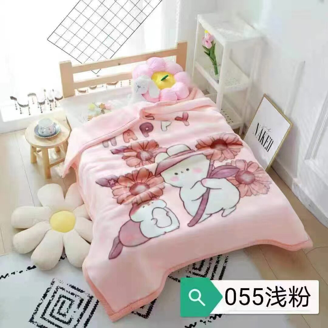 秋冬季加厚双层正方形婴幼儿毛毯新生儿抱毯幼儿园午休小盖毯云毯