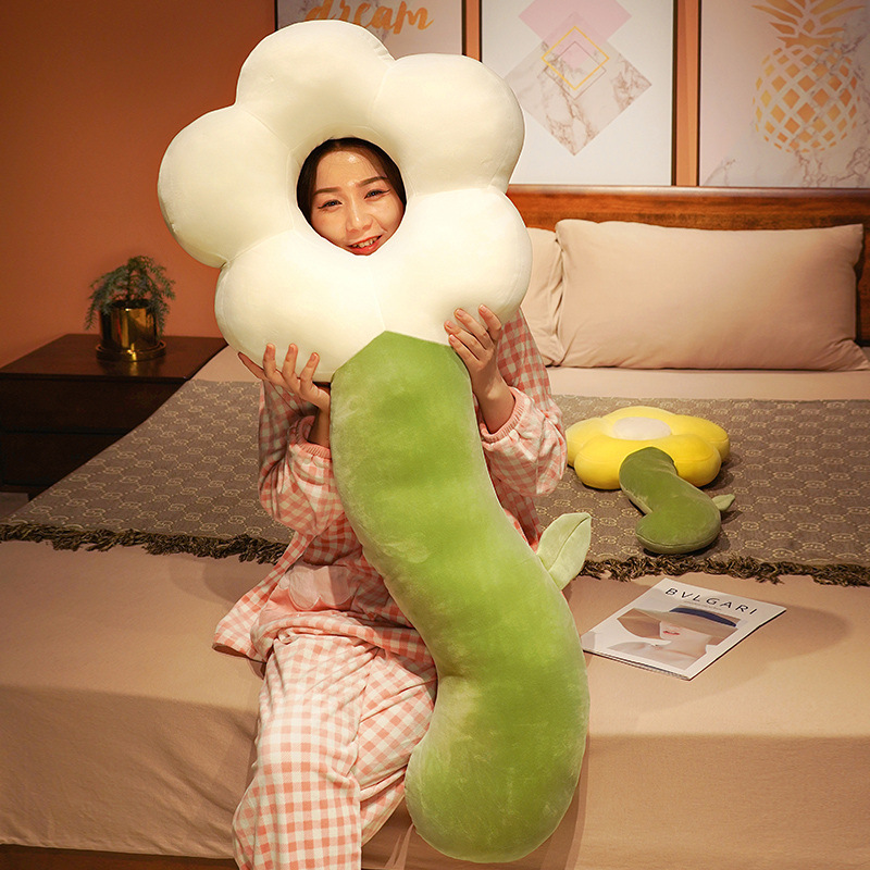 同款太阳花朵抱枕毛绒玩具女生床上靠垫长条枕睡觉夹腿枕头