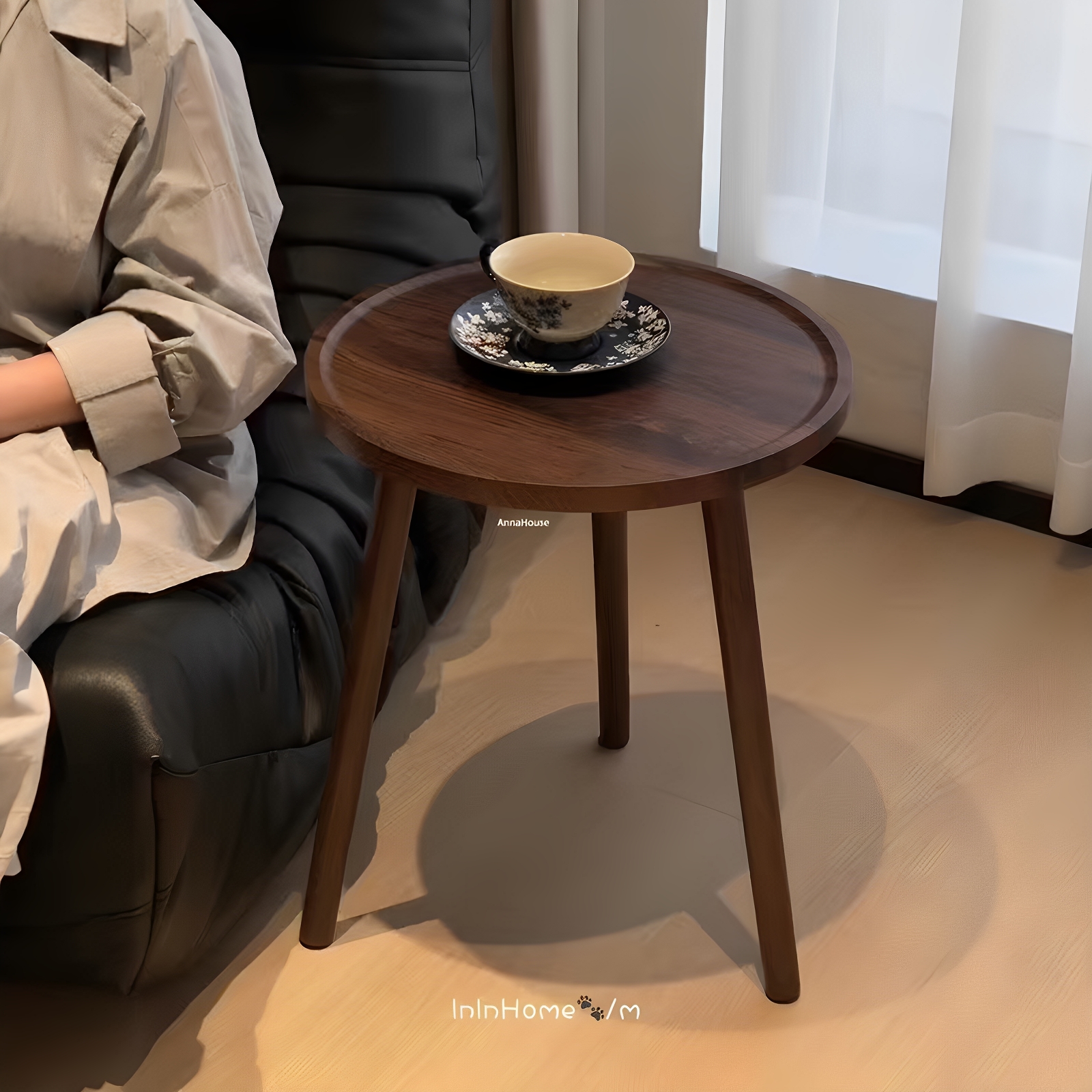 中古风小圆桌边几客厅茶几家用飘窗几简约沙发装饰卧室阳台小桌子