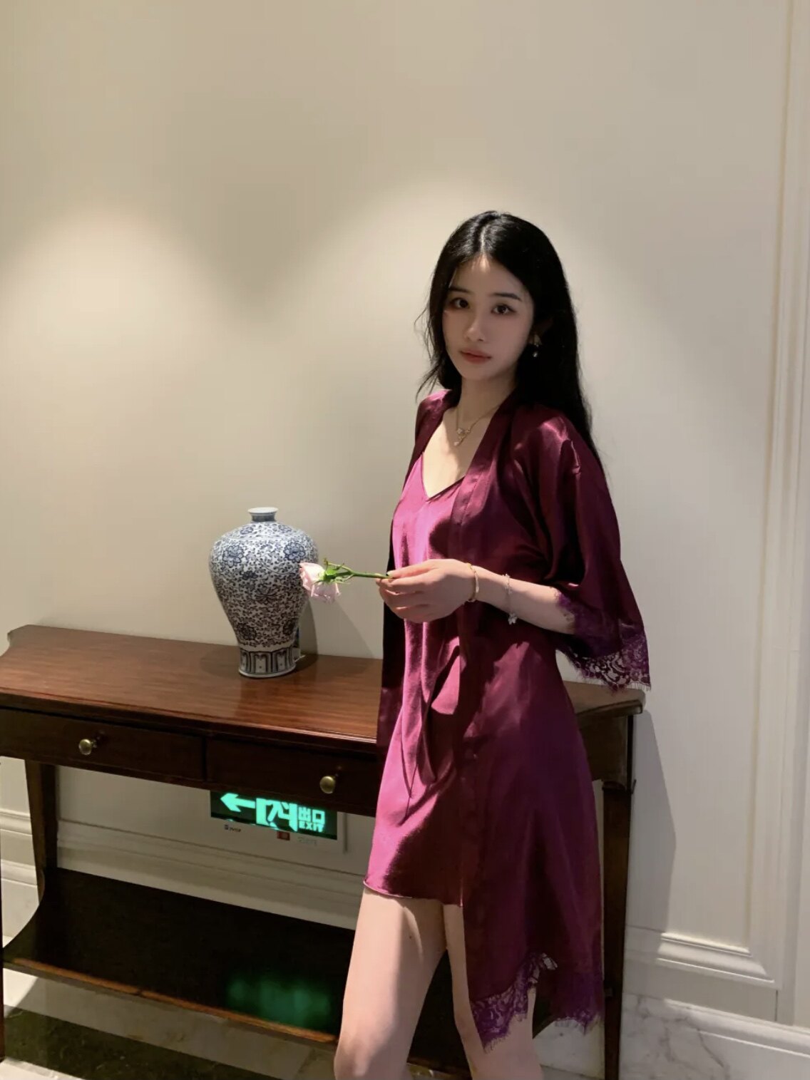 轻奢性感套装睡裙睡袍女款2025仿真丝纯欲风高级感蕾丝吊带家居服