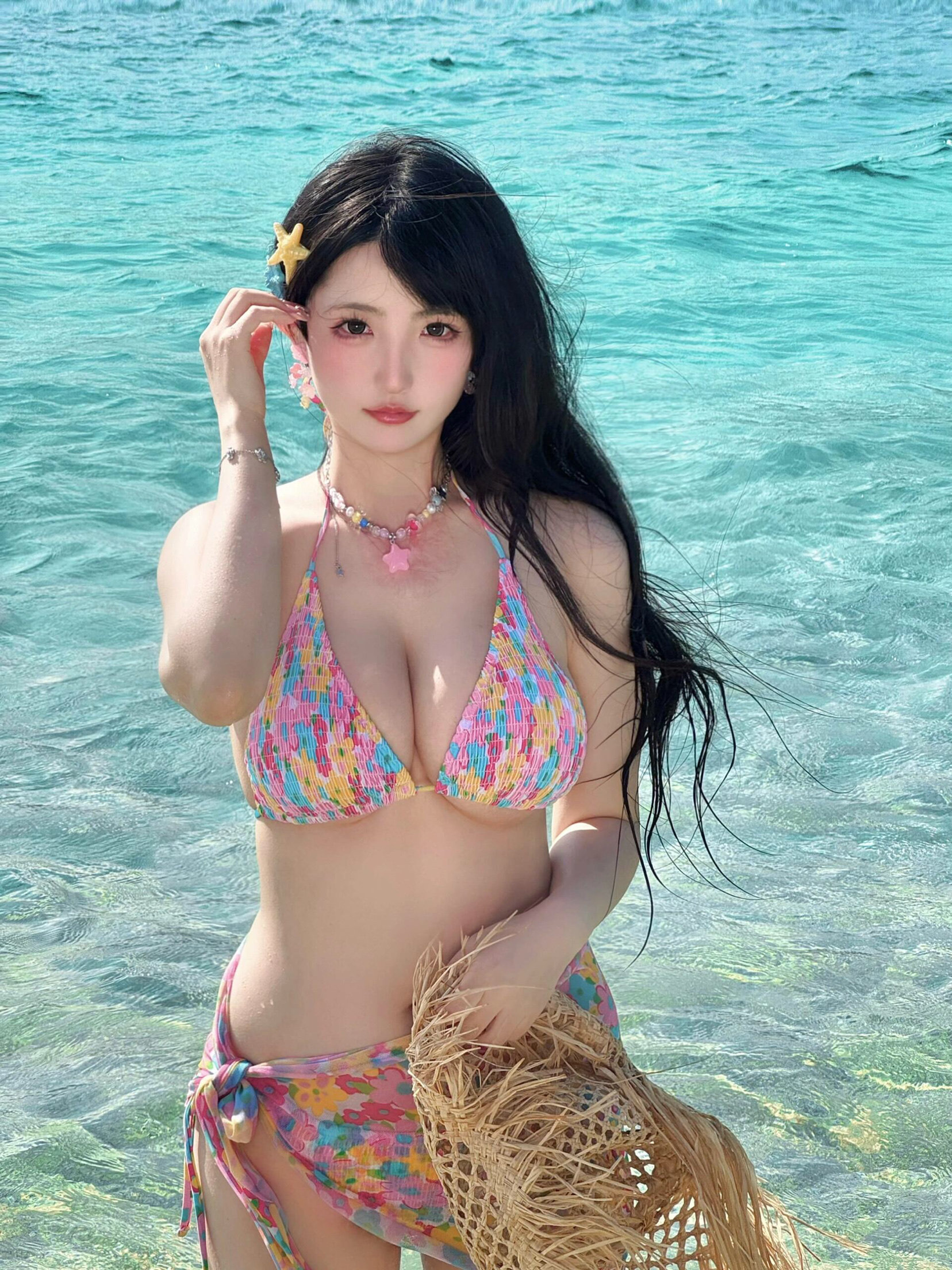 微胖ins网红同款纯欲泳衣女比基尼纯欲长袖罩衫防晒聚拢套装