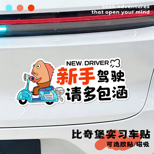 女司机实习磁吸反光警示车贴