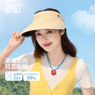畹町海边度假草帽女夏季 出游大帽檐遮太阳防晒帽子草编空顶沙滩帽