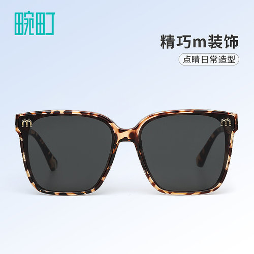畹町复古豹纹玳瑁大方框太阳眼镜