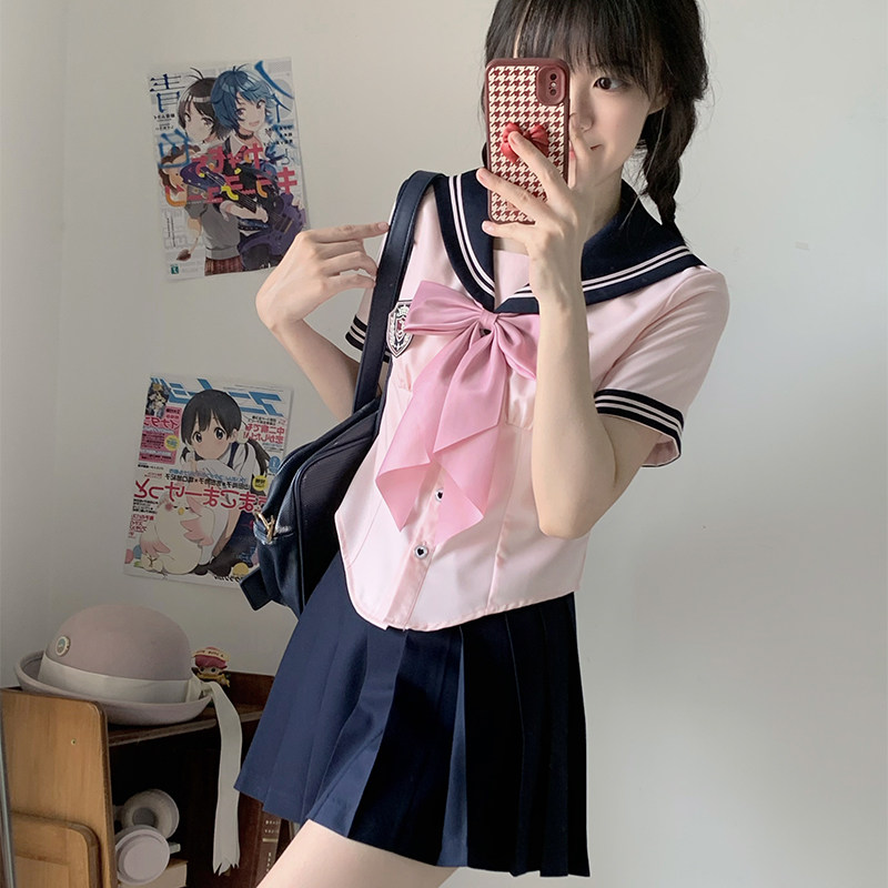 【代月】正版原创jk水手服夏基础款女学院风收腰日系学生班服套装
