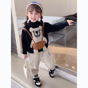 2025春秋新款 卡通洋气潮 女童毛衣儿童针织打底衫 宝宝套头保暖韩版