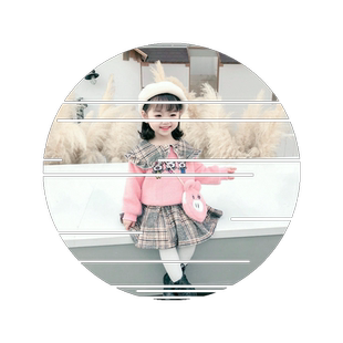 宝宝新款冬装加绒连衣裙女童公主裙儿童洋气水貂绒假两件套格仔裙