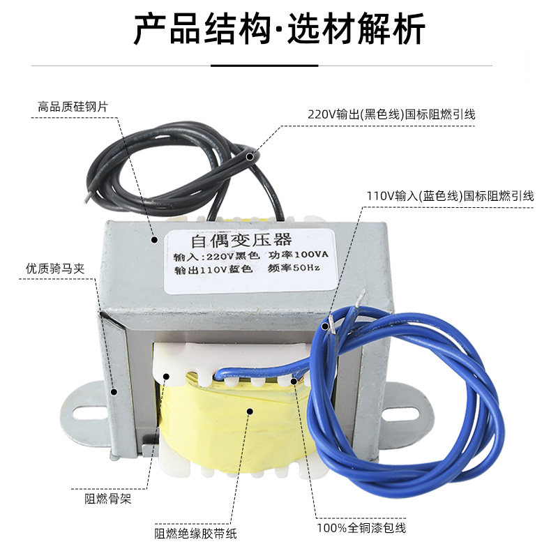 变压器220V转110V变220v自耦方形电压转换器进口N电器30w60w100w
