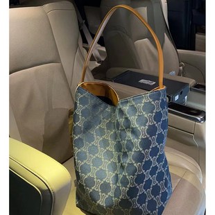 中古凯旋门水桶包包女大容量牛仔帆布托特包子母包腋下单肩包大包