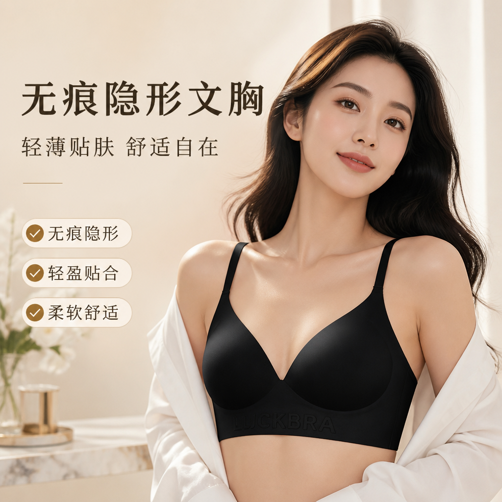 隐形无痕无钢圈背心文胸收副乳