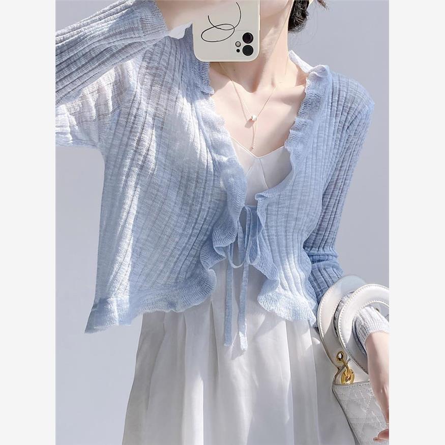 防晒针织开衫女薄款外搭空调罩衫2025夏披肩冰丝小坎肩仙气外套