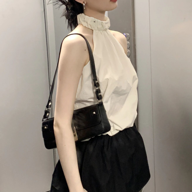 复古气质挂脖式吊带女202