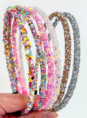 2/6PCS Cute Glitter Star Headbands Sparkly Hairbands Girls C