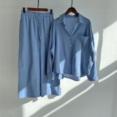 Set 2022 Linen Ladies Cotton Piece Suit Shirt Loose Pants