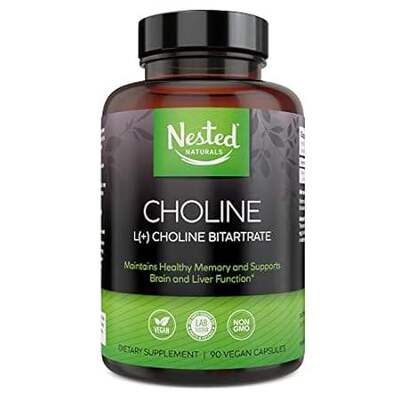 Nested Naturals Choline Bitartrate 500mg per Serving， Sup