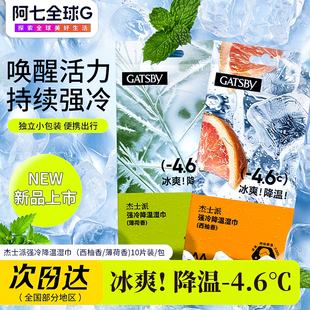 日本gatsby杰士派洁面湿纸巾冰感型10片降温去油湿巾男士专用湿巾