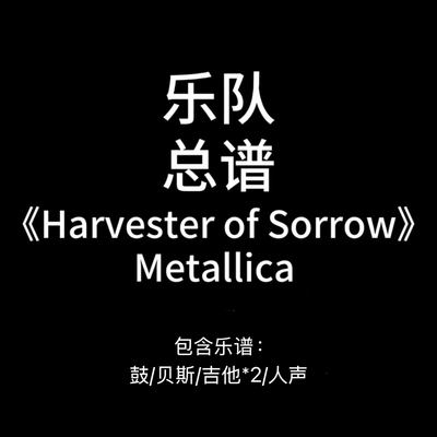 E32乐队总谱《Harvester of Sorrow》Metallica吉他鼓贝斯人声谱