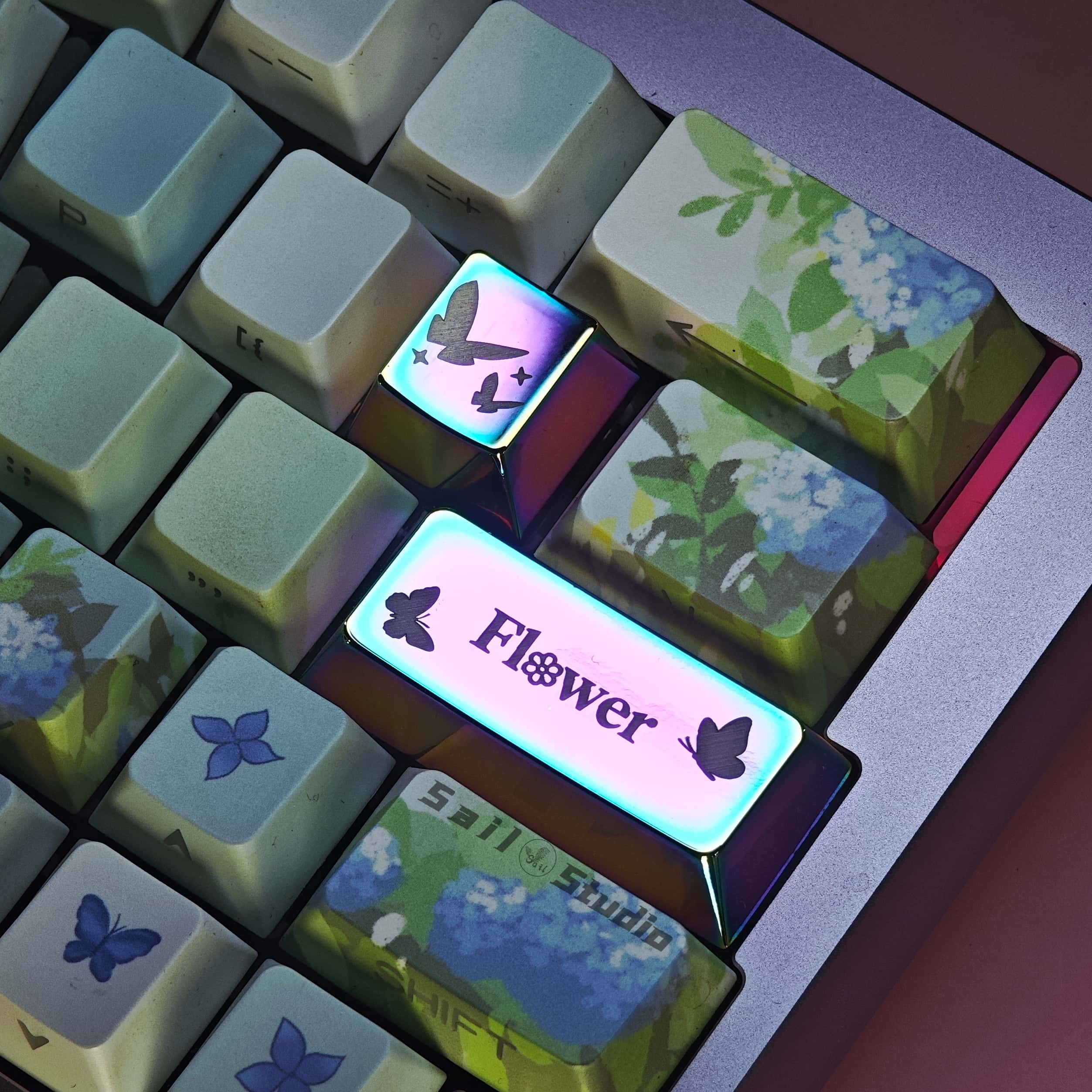 原创蝶恋花金属个性键帽蝴蝶esc回车艺术炫彩合金女生礼物键盘帽