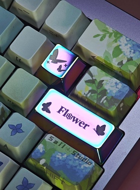 原创蝶恋花金属个性键帽蝴蝶esc回车艺术炫彩合金女生礼物键盘帽