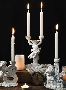 Estatuetas De Resina Branco Vintage Cupido Digital Candlesti