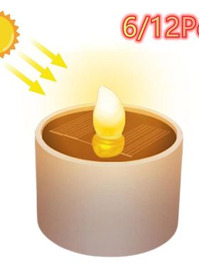 6/12pcs sem chama LED vela solar alimentado levou chá luz j