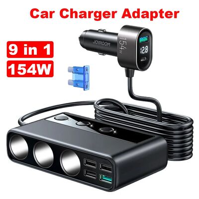 Divisor de cargador de coche 9 en 1 de 154W, adaptador de en