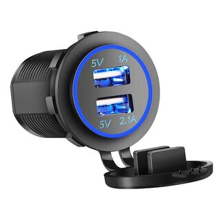Cargador Universal de coche y motocicleta, luz LED, doble US