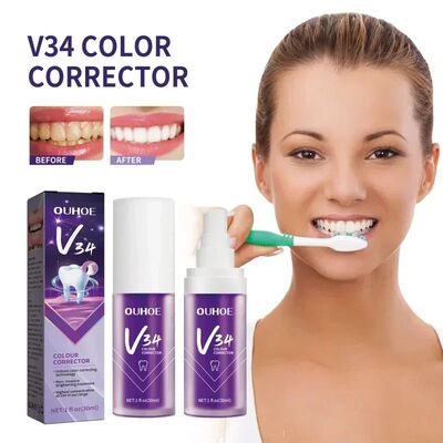 Creme dental branqueador para adultos, limpar dente amarelo,