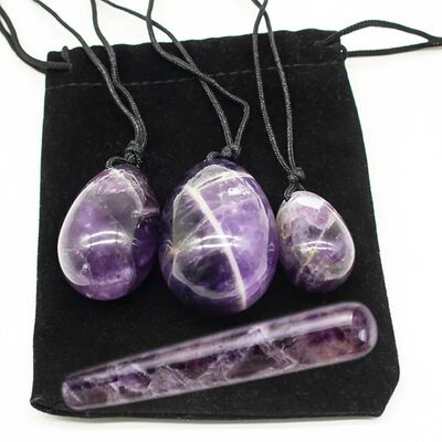 Amethyst Yoni Eggs Set Natural Jade Stone Crystal Yoni Wand