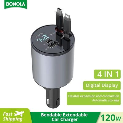 Bonola-cargador cilíndrico 4 en 1 para coche, cable telesc
