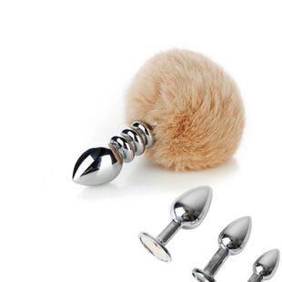 Mini bola com coelho metal cauda butt con plug removível