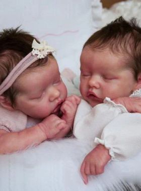 Mu?ecas Reborn de gemelos A & B de 16 pulgadas, pintadas A m