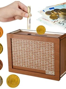 1000/2000/3000/5000/10000 Euro Cofrinho de madeira com cofri