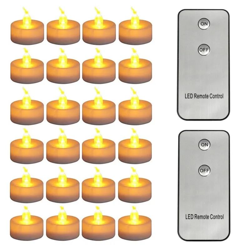 O chá sem chama ilumina velas LED com controle remoto bater