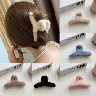 Pinza de pelo de felpa para mujer y ni?a, horquillas acríli