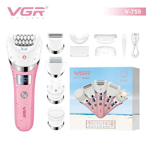 VGR Professional Epilator Electric Hair Remover 5in1 Recharg