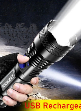 Lanterna led potente à prova usb, carregamento usb, bateria