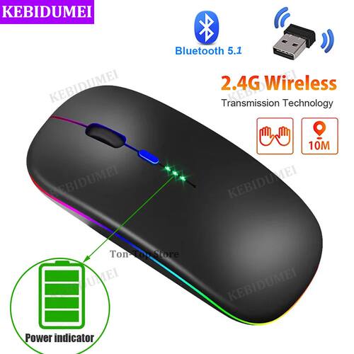 Mouse bluetooth 2.4g sem fio com indicador de energia led re