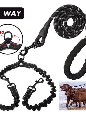Correa doble para perro, correas fuertes sin enredos para ma