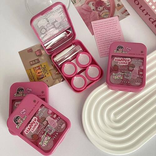 Mini Kit De Lentes De Contato Para Meninas, Portátil Caixa