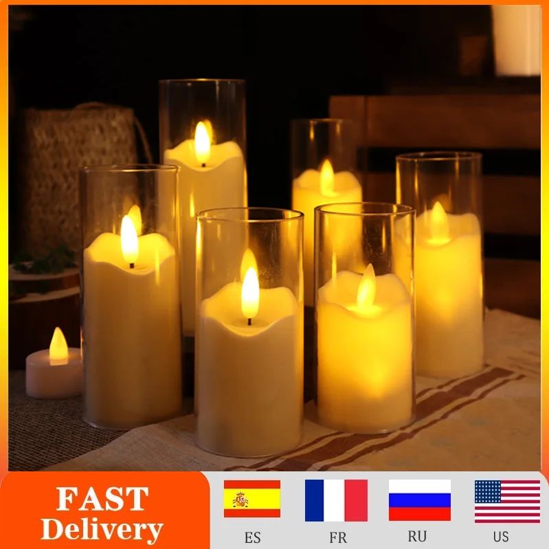 Simula??o de acrílico vela balan?o velas eletr?nicas led fl
