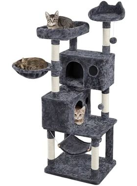 Dark Gray Scratch Tree para gatos, Cat Tree Tower de vários