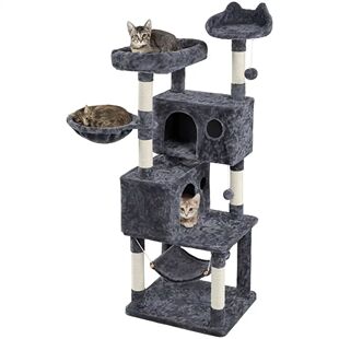 Dark Gray Scratch Tree para gatos, Cat Tree Tower de vários