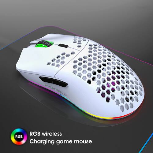 2.4g mouse sem fio, rgb, luminoso, ultraleve, favo de mel, v