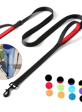 Correa de nailon de dos asas para perro, arnés de plomo de