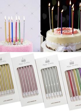 6pcs Cake Candle Aniversário Velas Longas Velas Coloridas 1