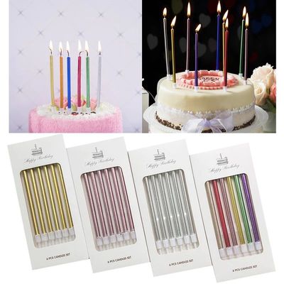 6pcs Cake Candle Aniversário Velas Longas Velas Coloridas 1