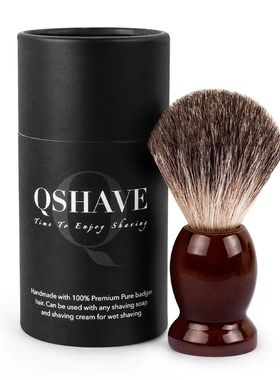 Qshave-brocha de afeitar de pelo de tejón puro para hombre,
